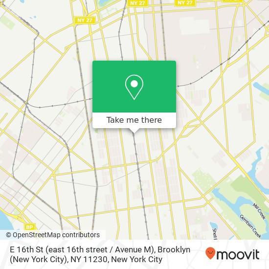 Mapa de E 16th St (east 16th street / Avenue M), Brooklyn (New York City), NY 11230