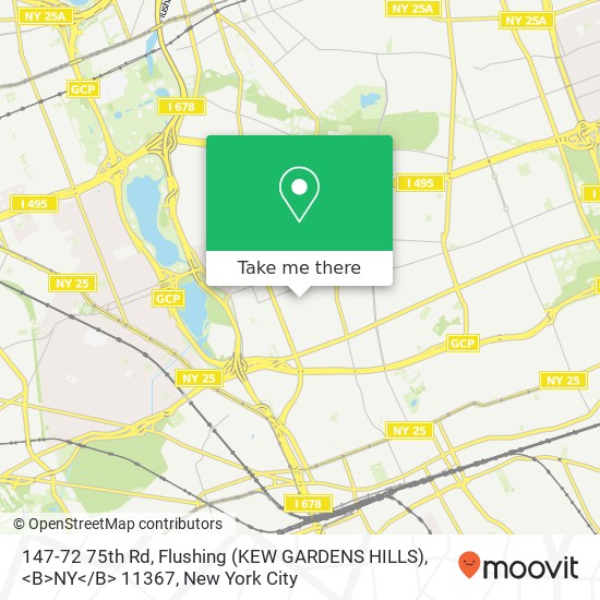 Mapa de 147-72 75th Rd, Flushing (KEW GARDENS HILLS), <B>NY< / B> 11367