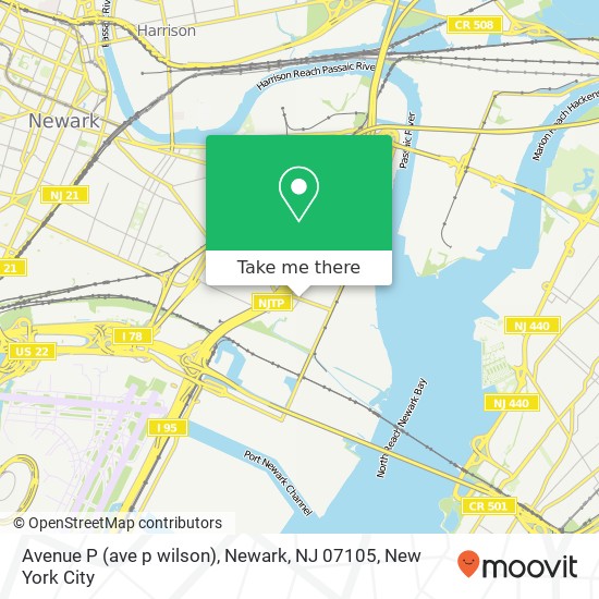 Mapa de Avenue P (ave p wilson), Newark, NJ 07105