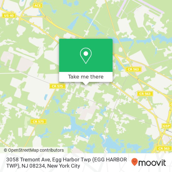 Mapa de 3058 Tremont Ave, Egg Harbor Twp (EGG HARBOR TWP), NJ 08234