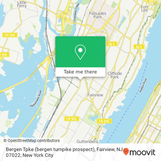 Mapa de Bergen Tpke (bergen turnpike prospect), Fairview, NJ 07022