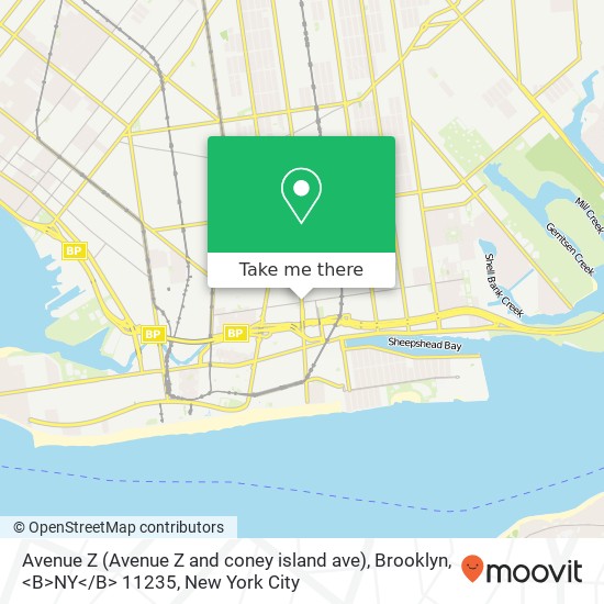 Mapa de Avenue Z (Avenue Z and coney island ave), Brooklyn, <B>NY< / B> 11235