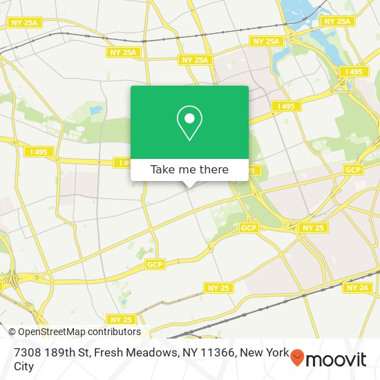 Mapa de 7308 189th St, Fresh Meadows, NY 11366