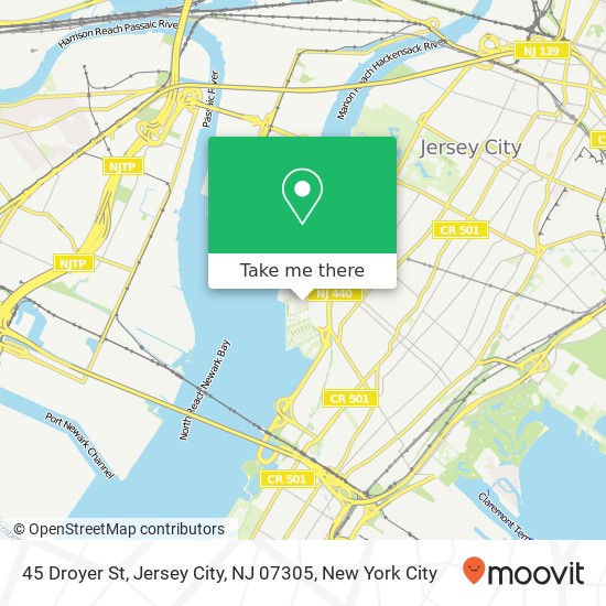 Mapa de 45 Droyer St, Jersey City, NJ 07305