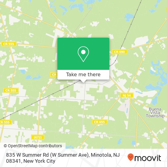 Mapa de 835 W Summer Rd (W Summer Ave), Minotola, NJ 08341