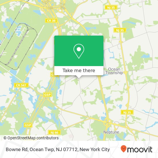 Mapa de Bowne Rd, Ocean Twp, NJ 07712