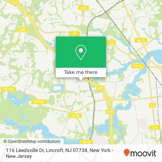 116 Leedsville Dr, Lincroft, NJ 07738 map