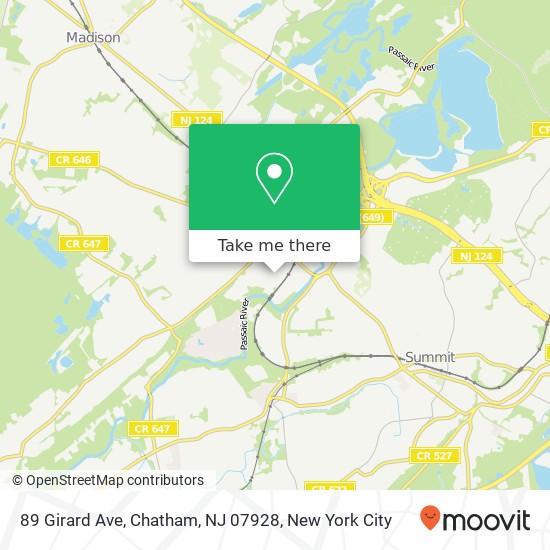 Mapa de 89 Girard Ave, Chatham, NJ 07928