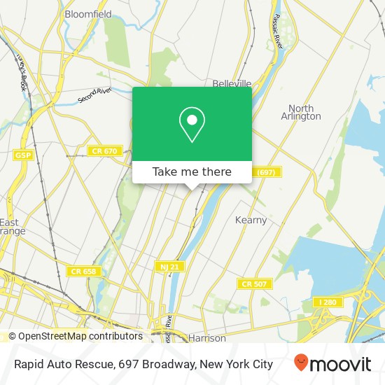 Mapa de Rapid Auto Rescue, 697 Broadway