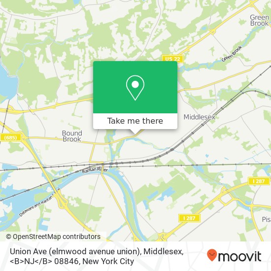 Mapa de Union Ave (elmwood avenue union), Middlesex, <B>NJ< / B> 08846