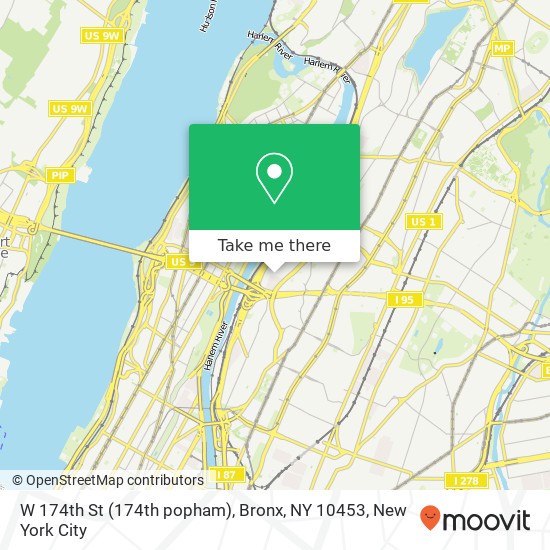 Mapa de W 174th St (174th popham), Bronx, NY 10453