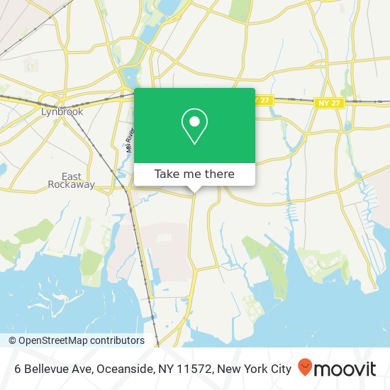 Mapa de 6 Bellevue Ave, Oceanside, NY 11572