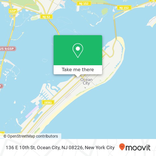 Mapa de 136 E 10th St, Ocean City, NJ 08226