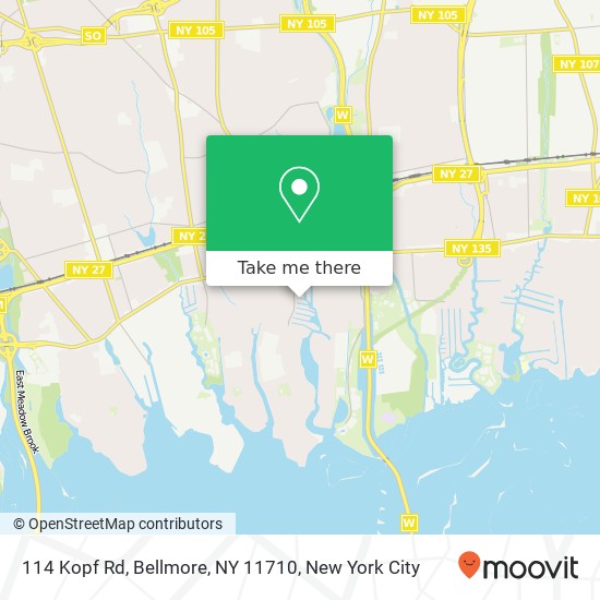 Mapa de 114 Kopf Rd, Bellmore, NY 11710