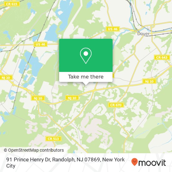 Mapa de 91 Prince Henry Dr, Randolph, NJ 07869