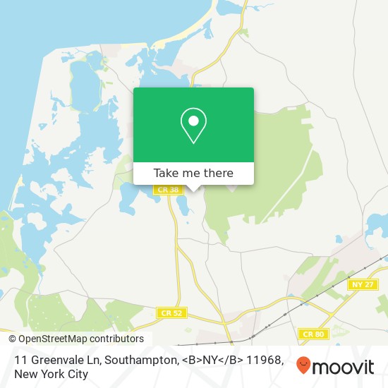 Mapa de 11 Greenvale Ln, Southampton, <B>NY< / B> 11968