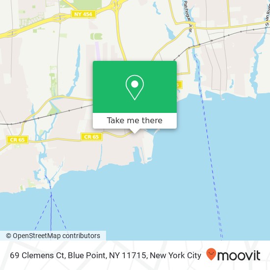 Mapa de 69 Clemens Ct, Blue Point, NY 11715