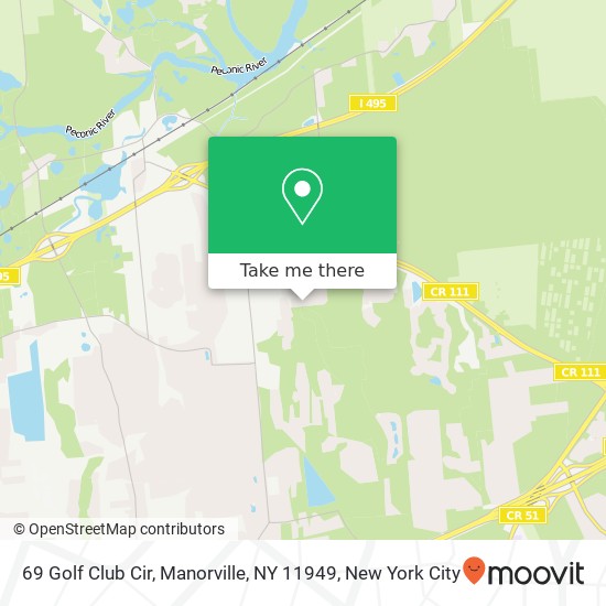 Mapa de 69 Golf Club Cir, Manorville, NY 11949
