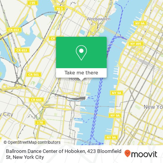 Ballroom Dance Center of Hoboken, 423 Bloomfield St map