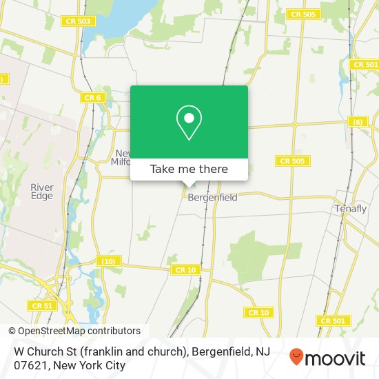Mapa de W Church St (franklin and church), Bergenfield, NJ 07621