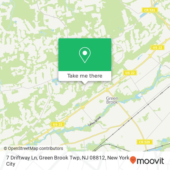 Mapa de 7 Driftway Ln, Green Brook Twp, NJ 08812