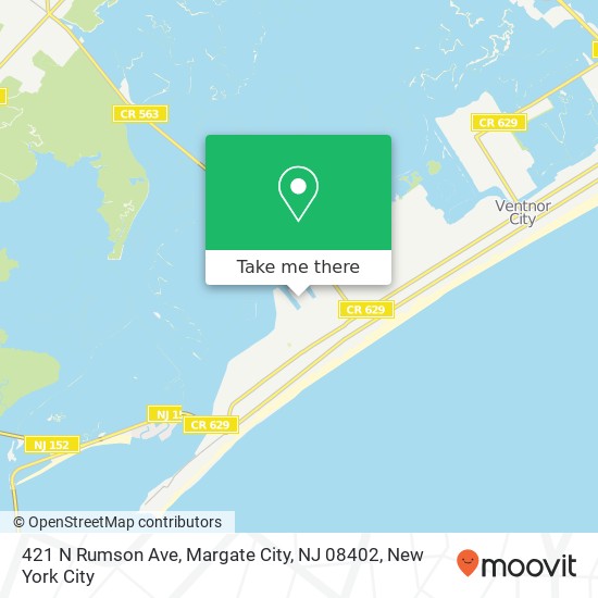 Mapa de 421 N Rumson Ave, Margate City, NJ 08402