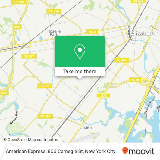 Mapa de American Express, 806 Carnegie St