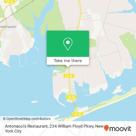 Mapa de Antonacci's Restaurant, 234 William Floyd Pkwy