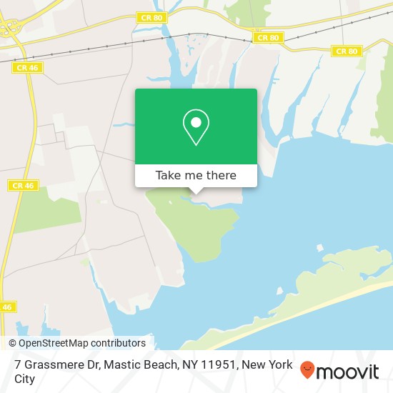 Mapa de 7 Grassmere Dr, Mastic Beach, NY 11951