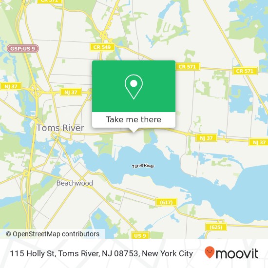 Mapa de 115 Holly St, Toms River, NJ 08753