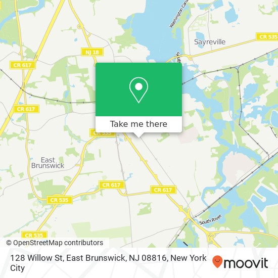 Mapa de 128 Willow St, East Brunswick, NJ 08816