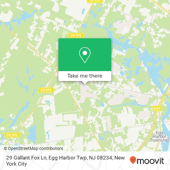 Mapa de 29 Gallant Fox Ln, Egg Harbor Twp, NJ 08234