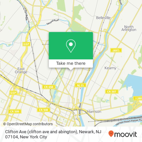 Clifton Ave (clifton ave and abington), Newark, NJ 07104 map