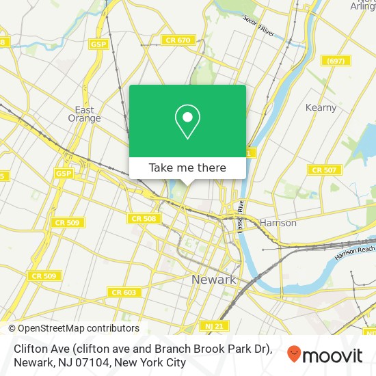 Clifton Ave (clifton ave and Branch Brook Park Dr), Newark, NJ 07104 map