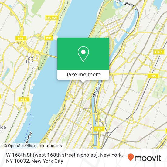 Mapa de W 168th St (west 168th street nicholas), New York, NY 10032