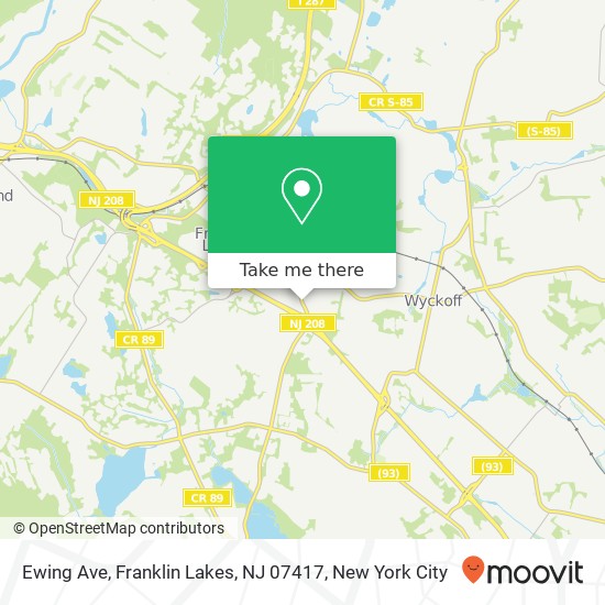 Mapa de Ewing Ave, Franklin Lakes, NJ 07417