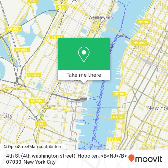 4th St (4th washington street), Hoboken, <B>NJ< / B> 07030 map