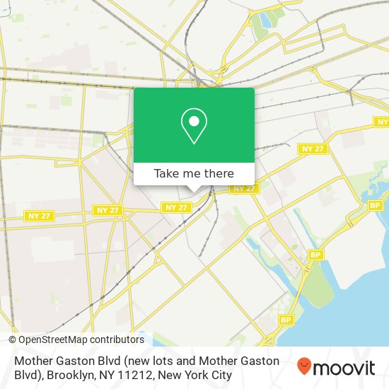 Mapa de Mother Gaston Blvd (new lots and Mother Gaston Blvd), Brooklyn, NY 11212