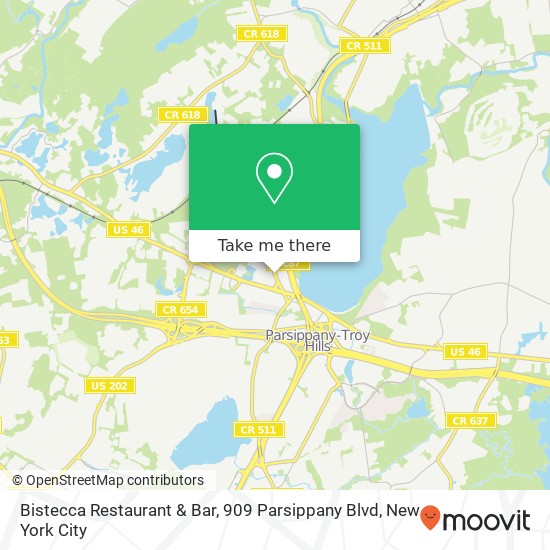 Mapa de Bistecca Restaurant & Bar, 909 Parsippany Blvd