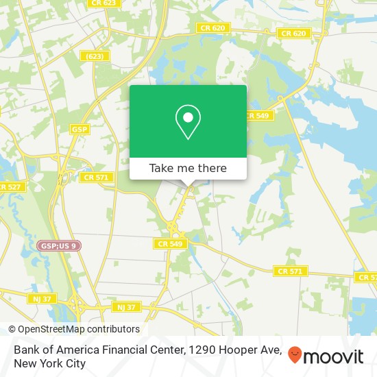 Mapa de Bank of America Financial Center, 1290 Hooper Ave
