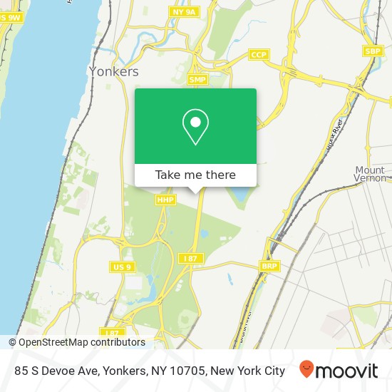 Mapa de 85 S Devoe Ave, Yonkers, NY 10705