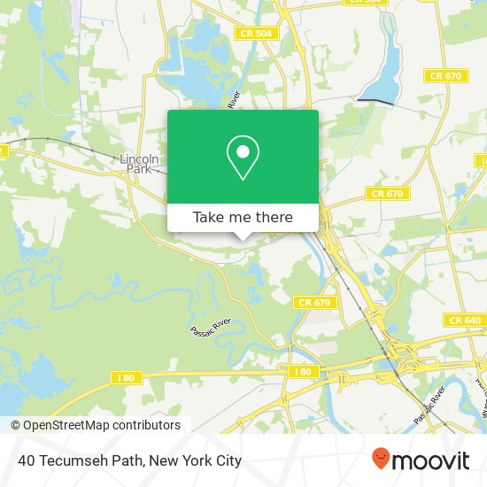Mapa de 40 Tecumseh Path, Lincoln Park, NJ 07035
