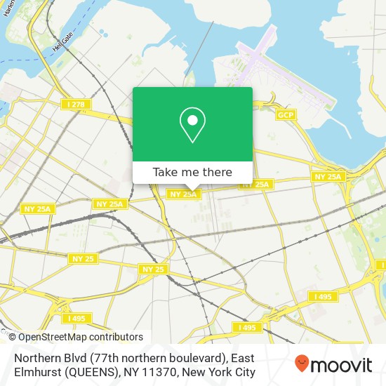 Mapa de Northern Blvd (77th northern boulevard), East Elmhurst (QUEENS), NY 11370
