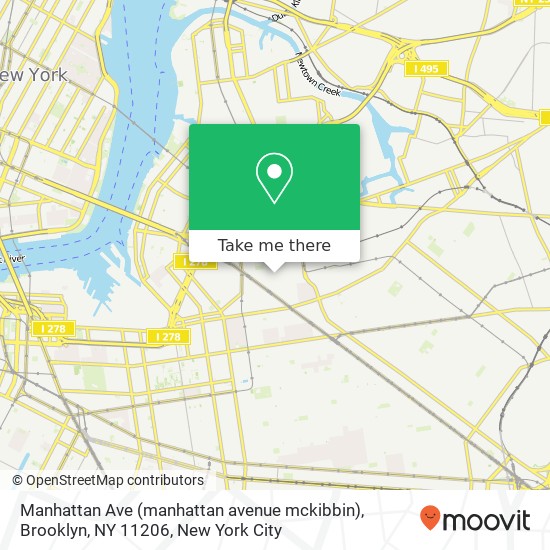 Mapa de Manhattan Ave (manhattan avenue mckibbin), Brooklyn, NY 11206