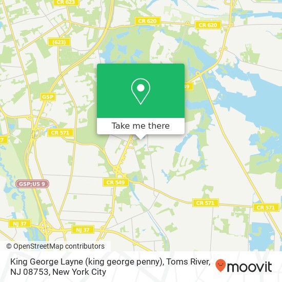Mapa de King George Layne (king george penny), Toms River, NJ 08753
