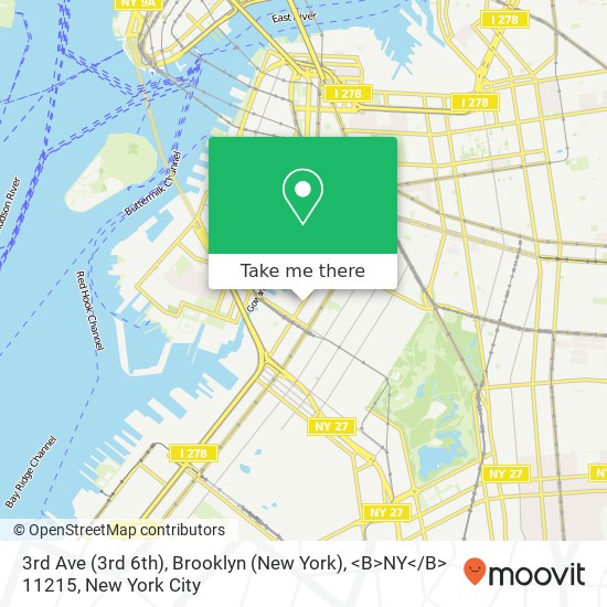 Mapa de 3rd Ave (3rd 6th), Brooklyn (New York), <B>NY< / B> 11215