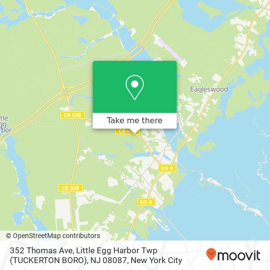 Mapa de 352 Thomas Ave, Little Egg Harbor Twp (TUCKERTON BORO), NJ 08087