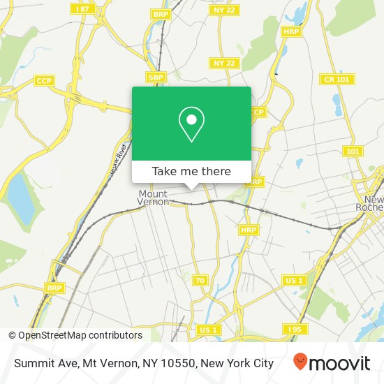 Mapa de Summit Ave, Mt Vernon, NY 10550