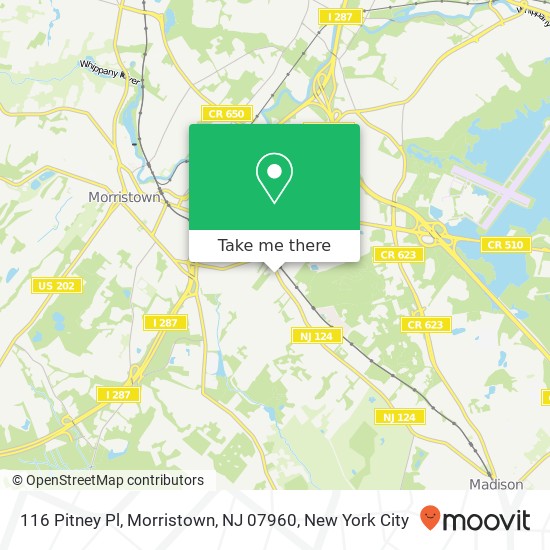 Mapa de 116 Pitney Pl, Morristown, NJ 07960