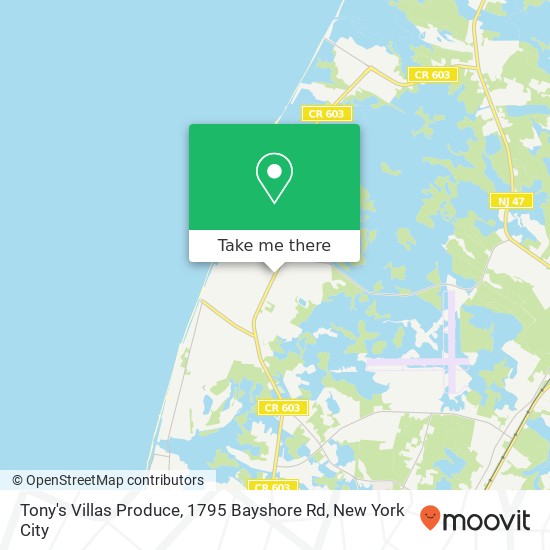 Mapa de Tony's Villas Produce, 1795 Bayshore Rd